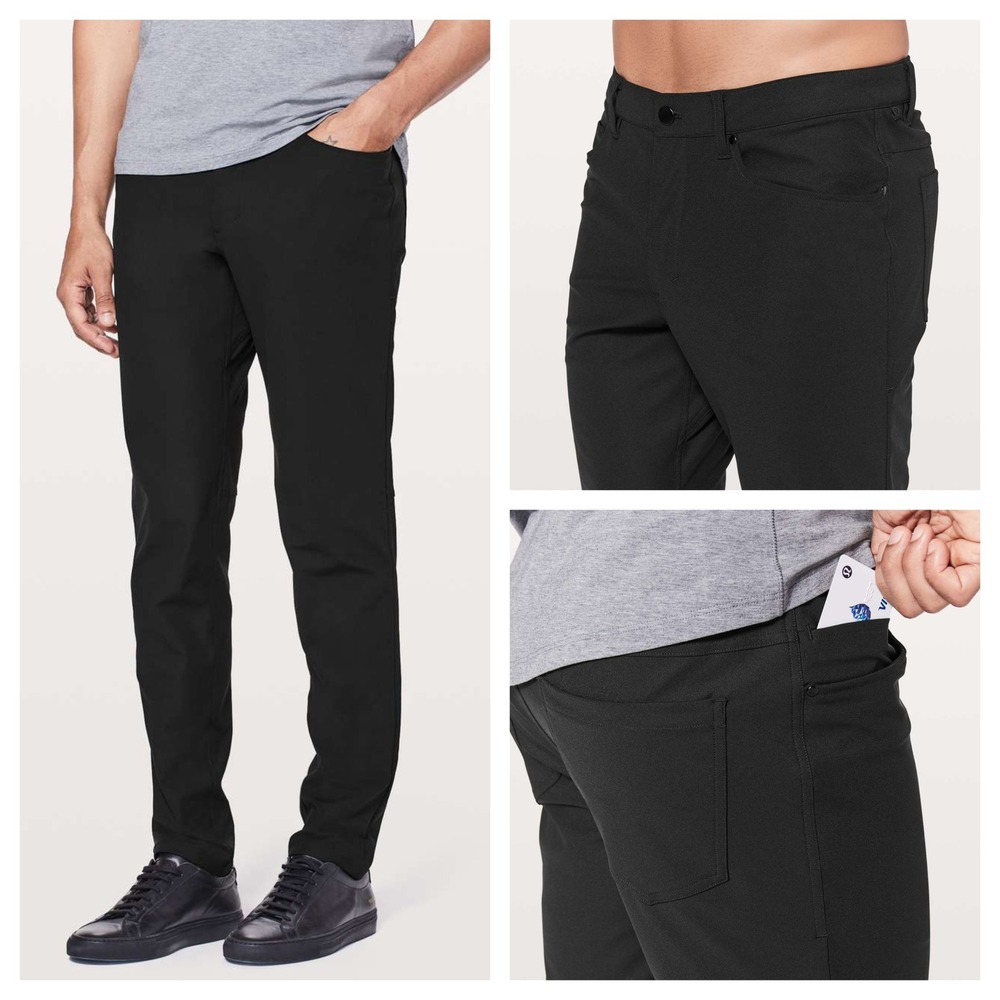 Lululemon ABC Slim Warpstreme 5 Pocket Stretch Straight Leg Pants Black 32 x 31